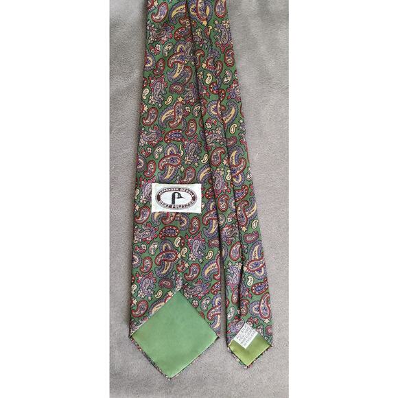 Alexander Beegle Bert Pulitzer Green Red Paisley Handmade 100% Silk Tie - Picture 2 of 3